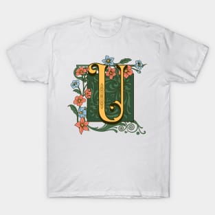 Art Nouveau Letter U, Ornamental Letter U, Art Deco T-Shirt